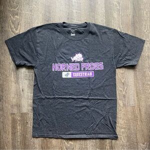 Women’s Champion TCU horned frogs equestrian grey and purple tshirt size medium